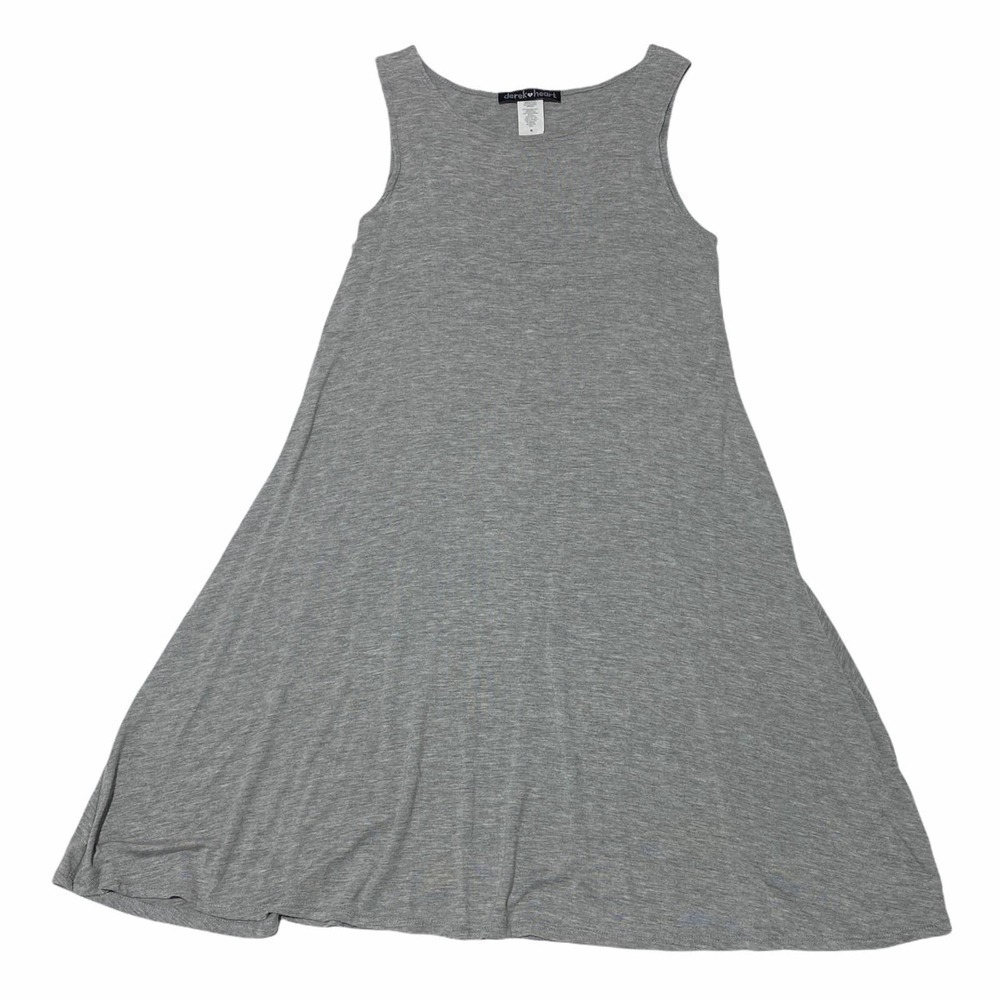 DEREK Heart Solid Gray Mini A-Line Sleeveless Round Neck Tank Mini Dress - Picture 5 of 11